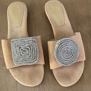 Koko + Palenki Tan Suede Slip On Sandals Size 7